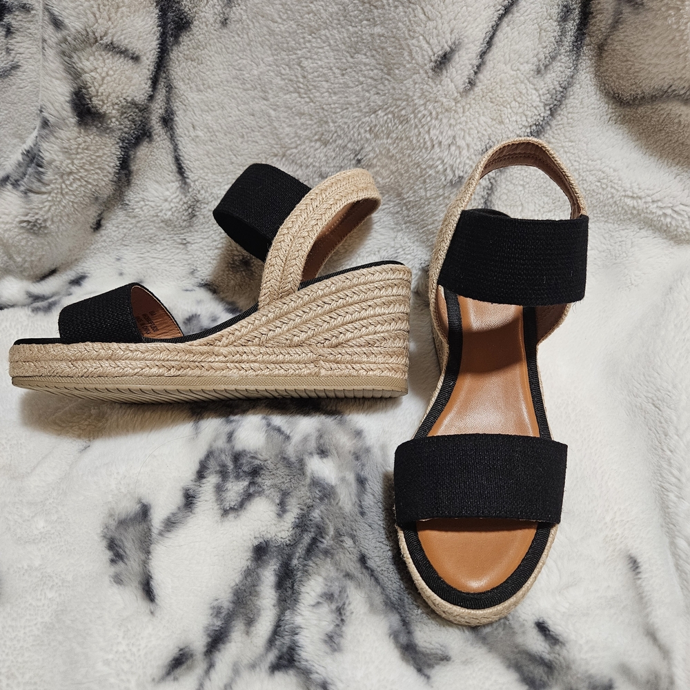 MIA Black and Tan Wedge Sandals - Picture 4 of 9